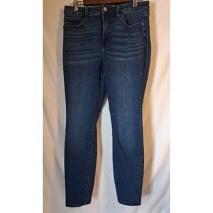 Lauren Conrad Women's Blue High-Rise Skinny Jeans, Size 10, Dark Wash, Stretch